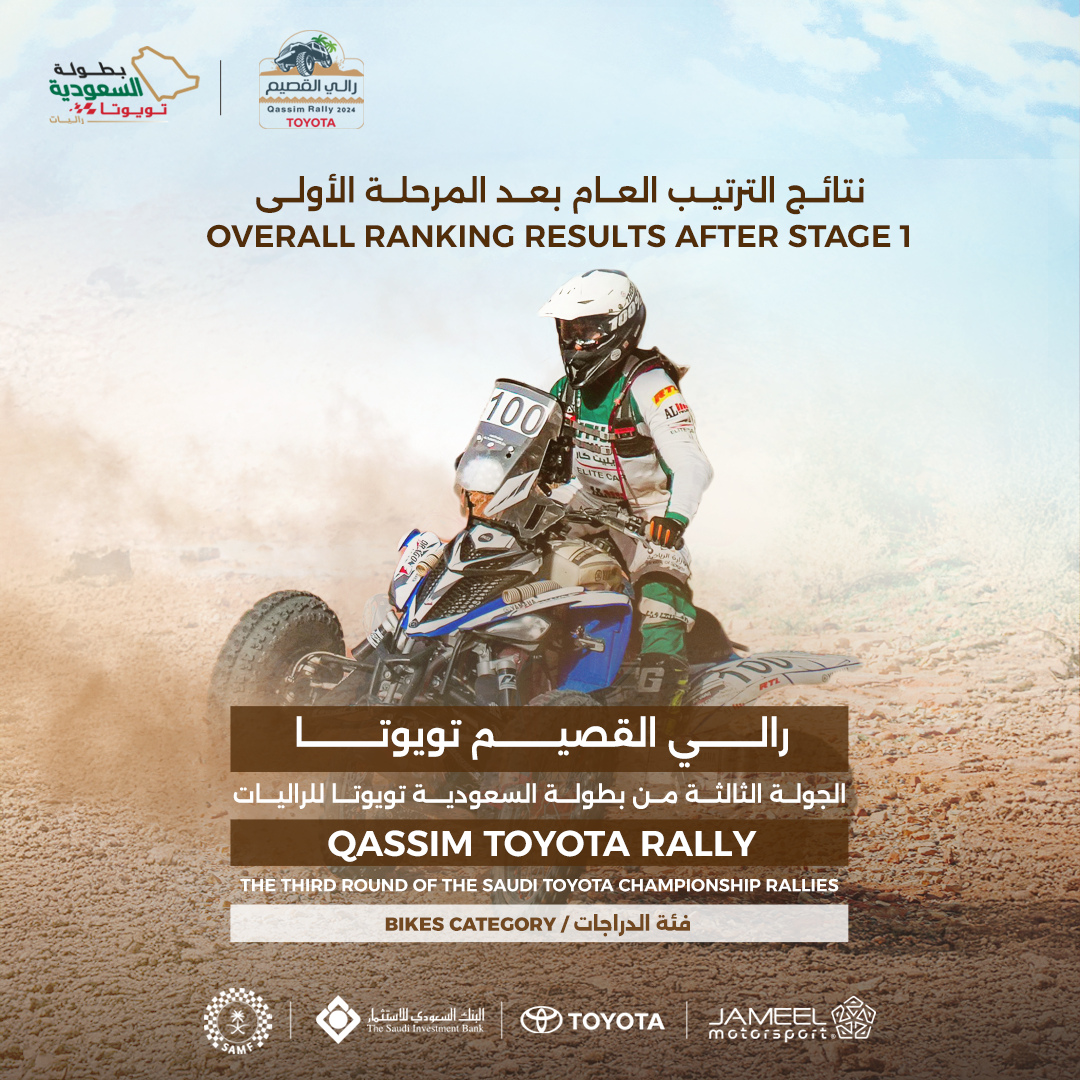 Qassim Toyota Rally — overall ranking after stage one, bikes