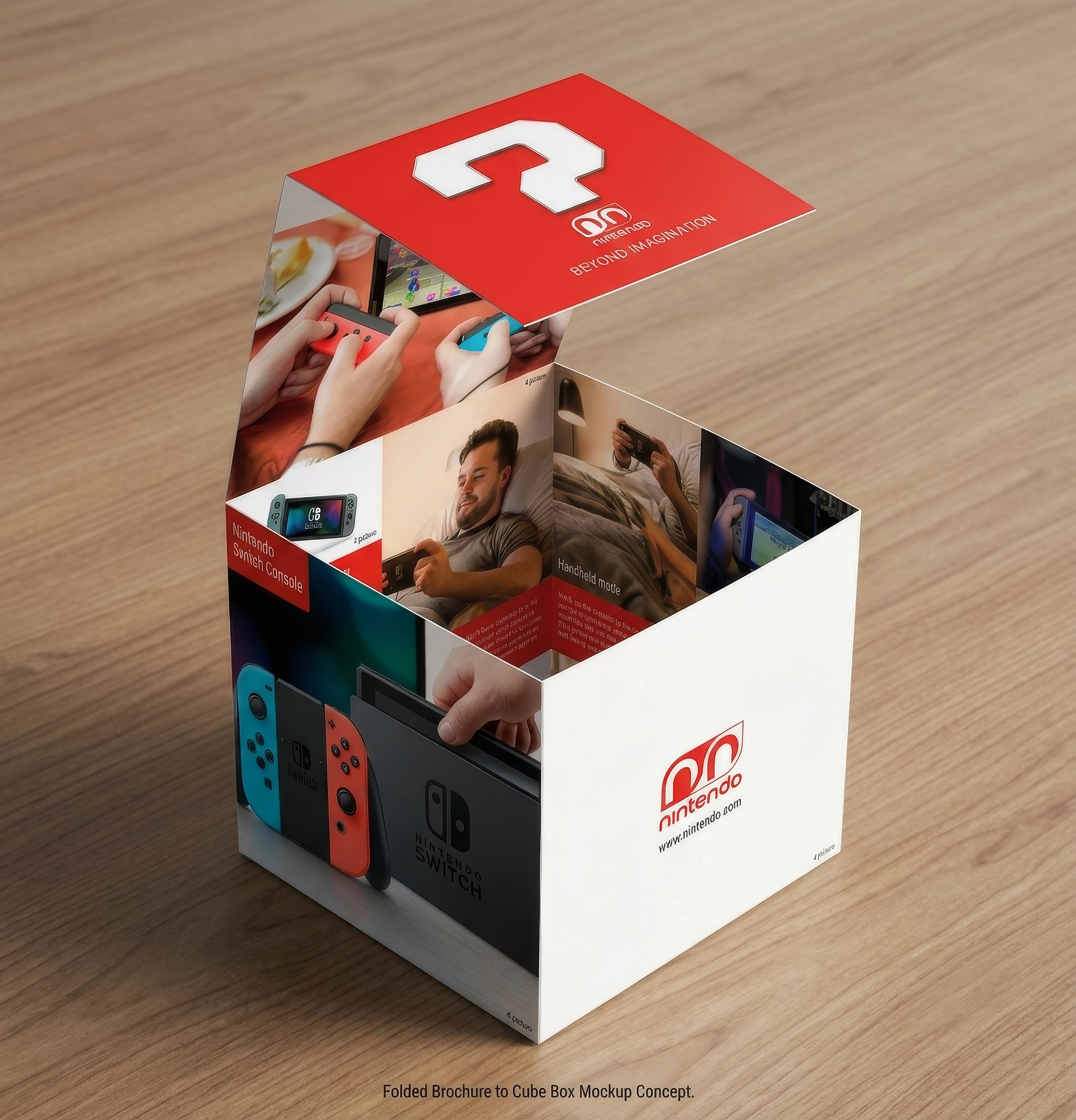 Folded brochure to cube box concept
