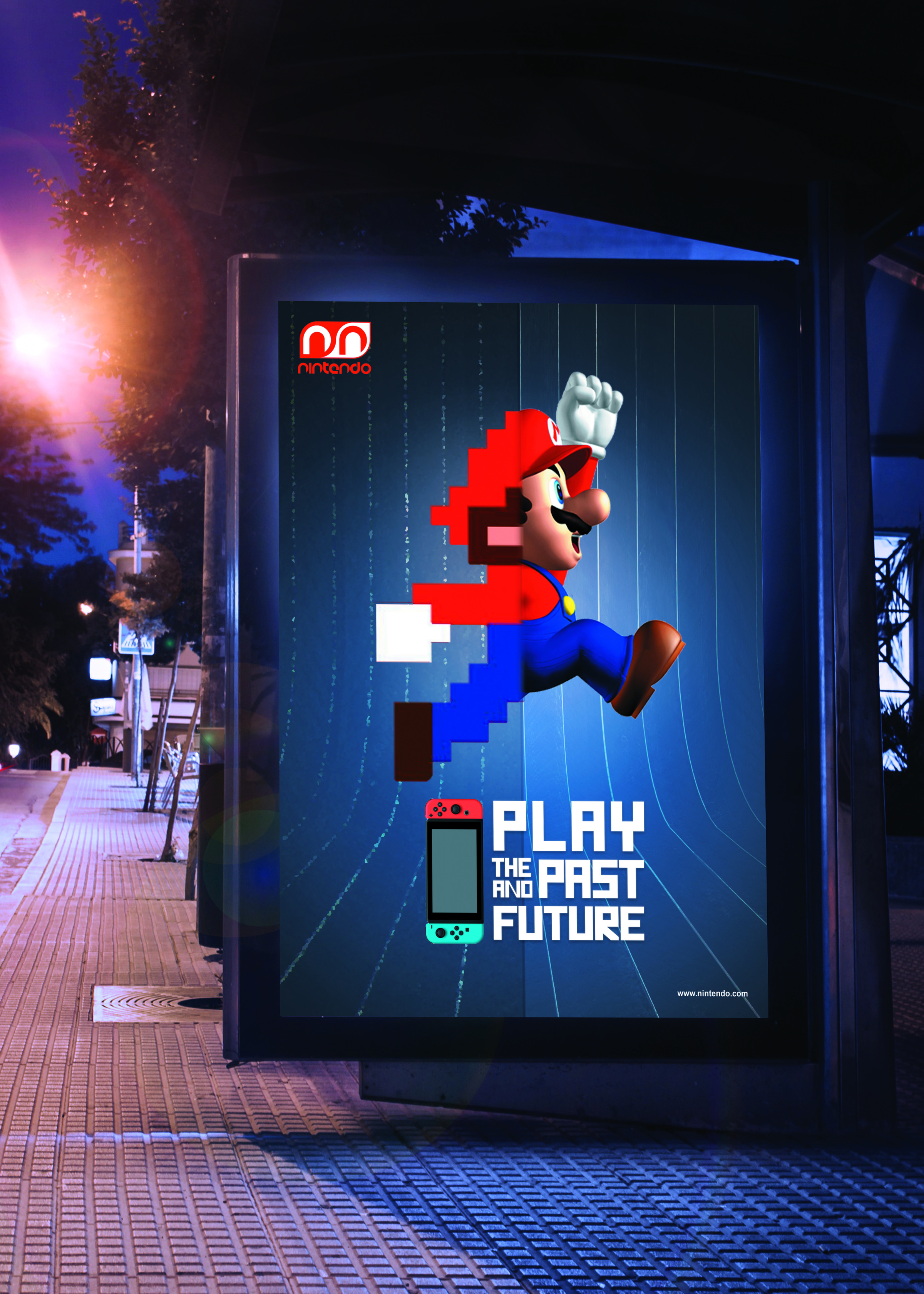 Bus shelter mupi — Play the past and the future